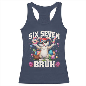 Funny Easter Day Six Seven Bruh Racerback Tank Top 67 Bunny Easter Eggs TS11 Navy Print Your Wear