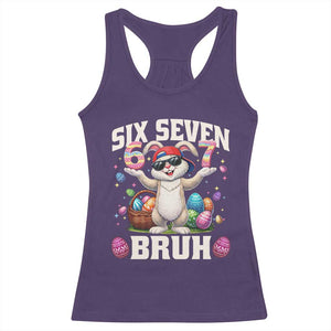 Funny Easter Day Six Seven Bruh Racerback Tank Top 67 Bunny Easter Eggs TS11 Purple Print Your Wear