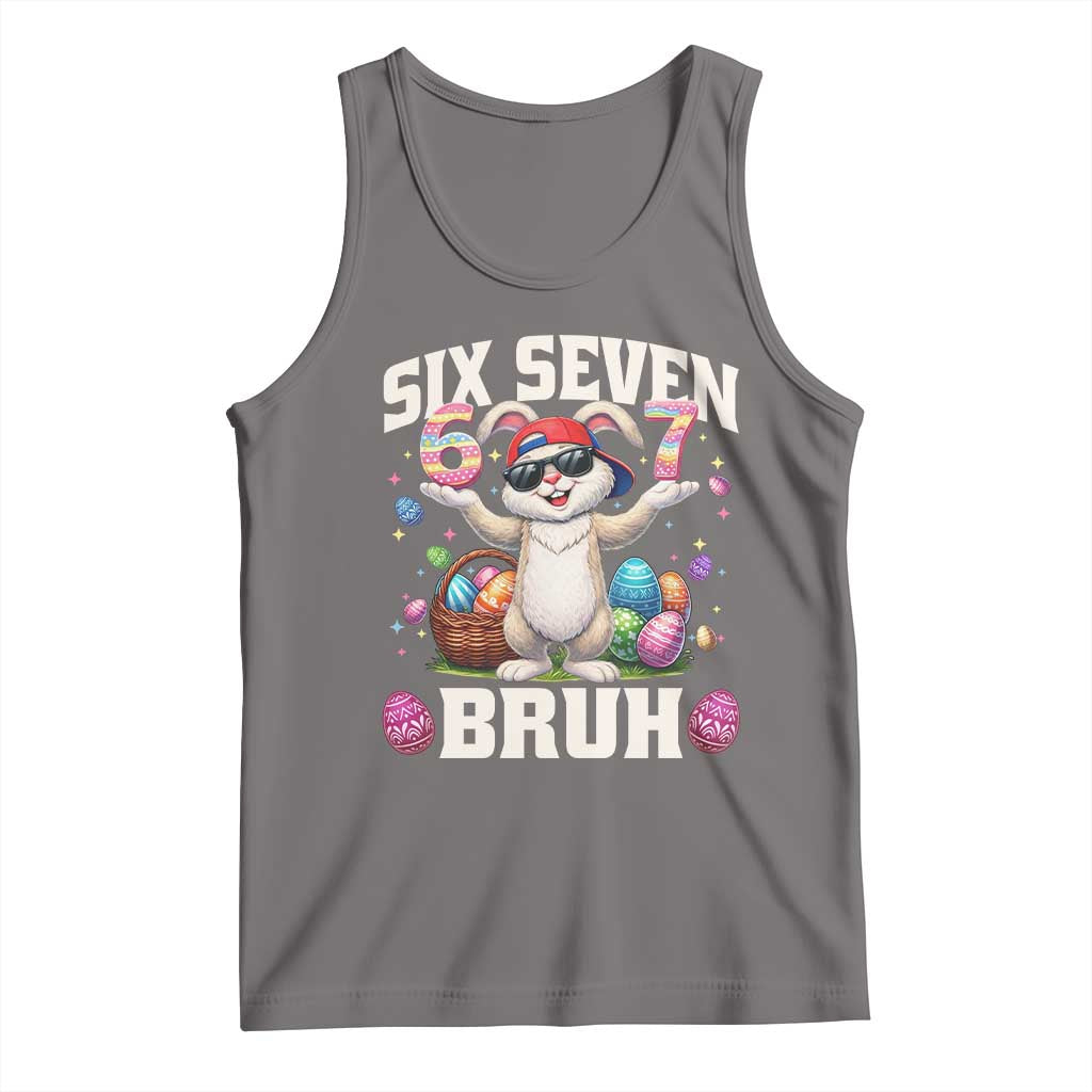 Funny Easter Day Six Seven Bruh Tank Top 67 Bunny Easter Eggs TS11 Deep Heather Print Your Wear