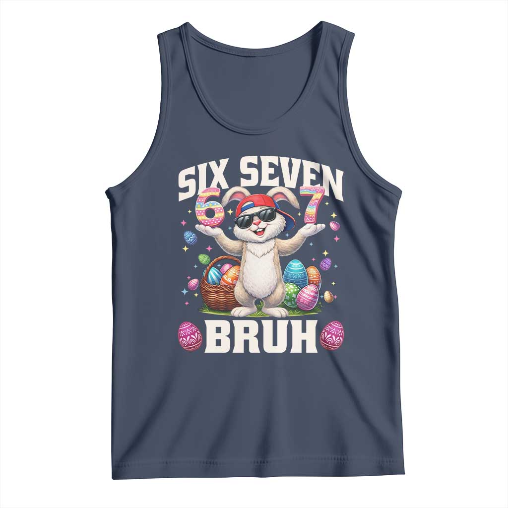 Funny Easter Day Six Seven Bruh Tank Top 67 Bunny Easter Eggs TS11 Navy Print Your Wear