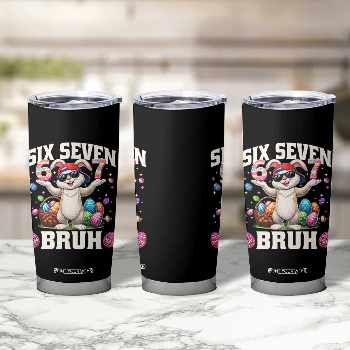 Funny Easter Day Six Seven Bruh Tumbler Cup 67 Bunny Easter Eggs TS11 Print Your Wear
