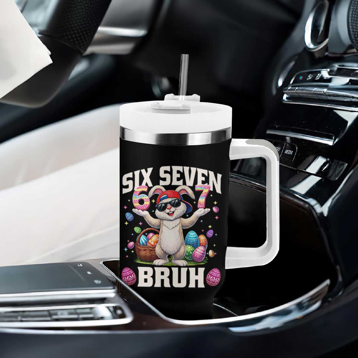 Funny Easter Day Six Seven Bruh Tumbler With Handle 67 Bunny Easter Eggs TS11 Print Your Wear