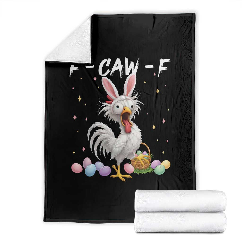 Funny Easter Day F Caw F Chicken Bunny Rooster Meme Throw Blanket TS11 Black Print Your Wear