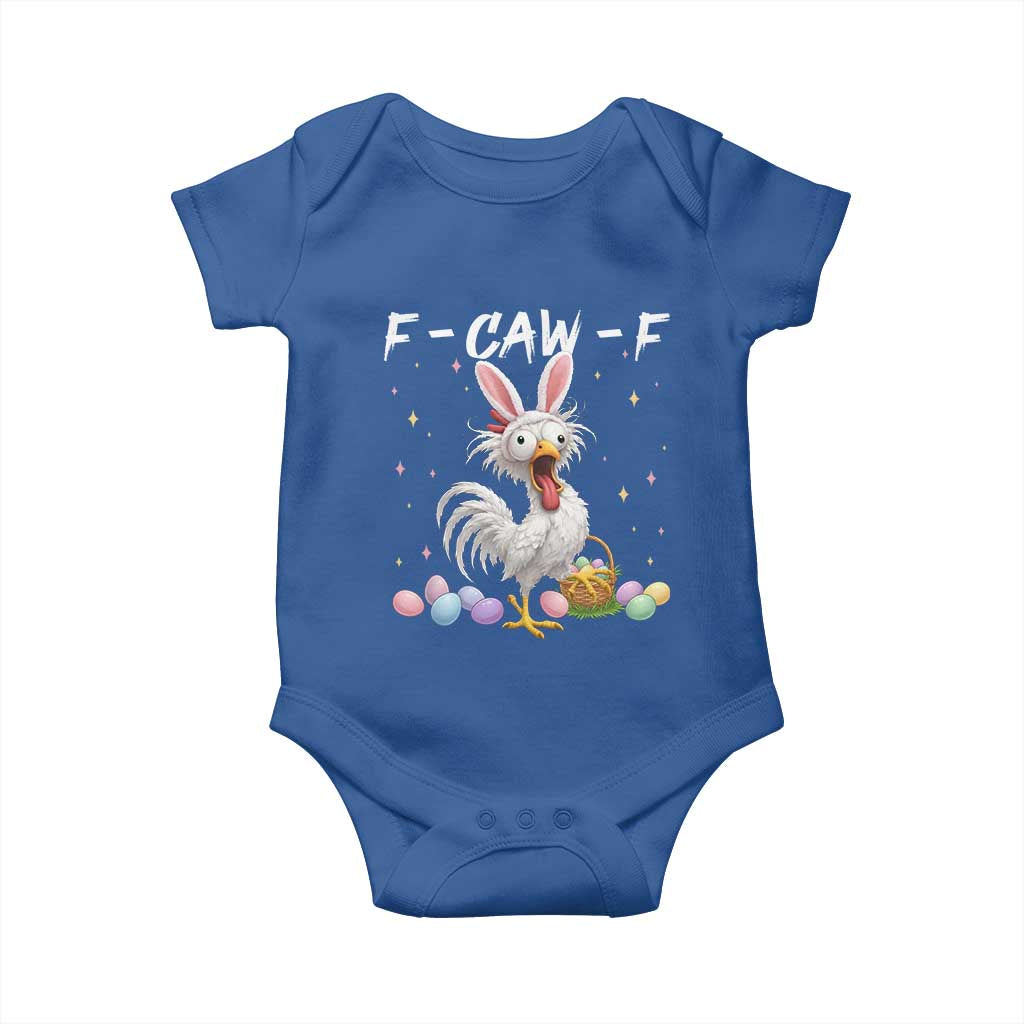 Funny Easter Day F Caw F Chicken Bunny Rooster Meme Baby Onesie TS11 Royal Blue Print Your Wear