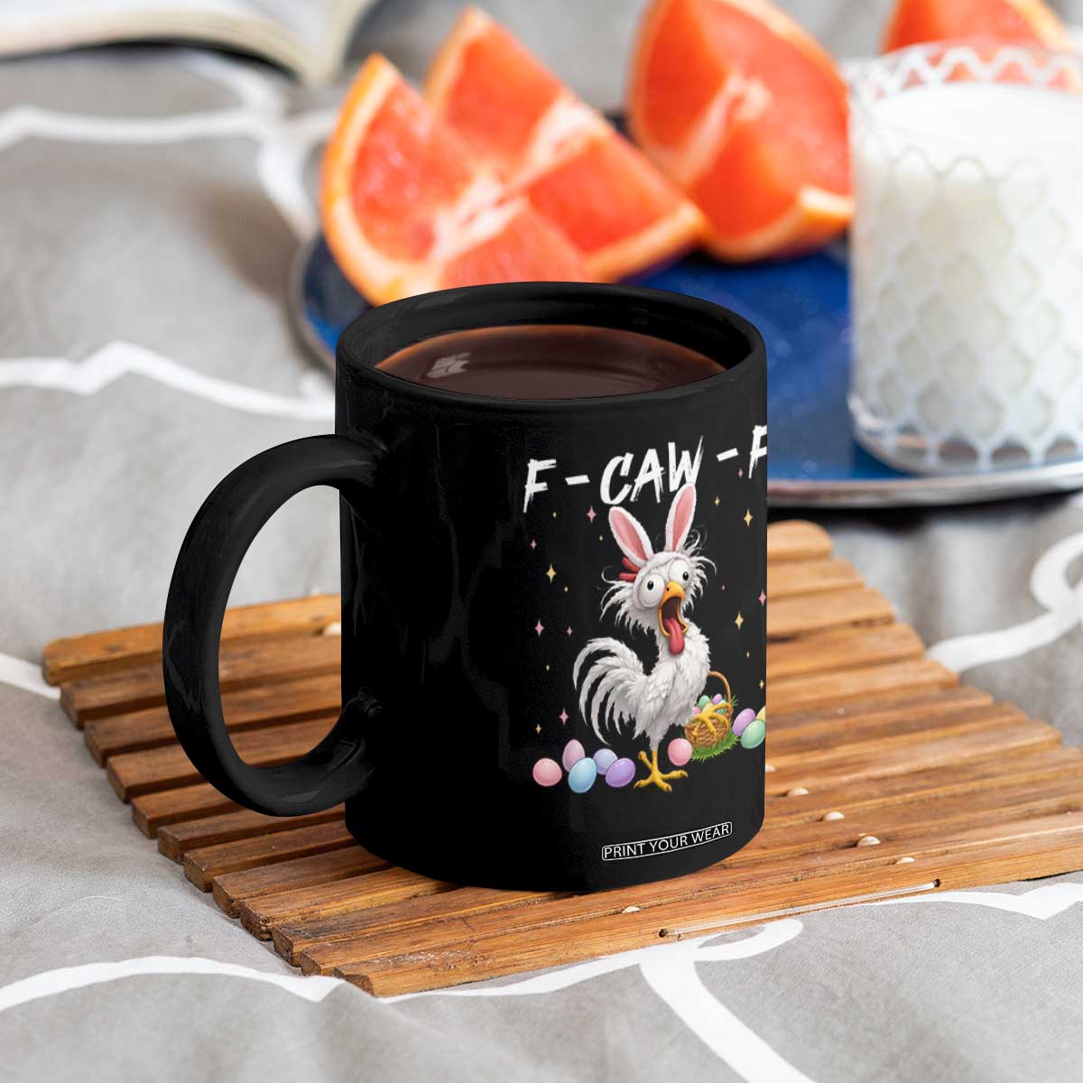 Funny Easter Day F Caw F Chicken Bunny Rooster Meme Coffee Mug TS11 Print Your Wear