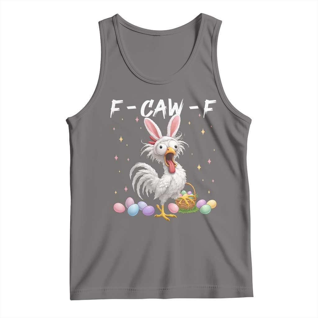 Funny Easter Day F Caw F Chicken Bunny Rooster Meme Tank Top TS11 Deep Heather Print Your Wear