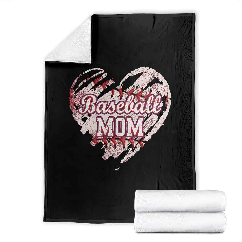 Baseball Mom Throw Blanket Baseball Mama Life Game Day Vintage Heart TS11 Black Print Your Wear