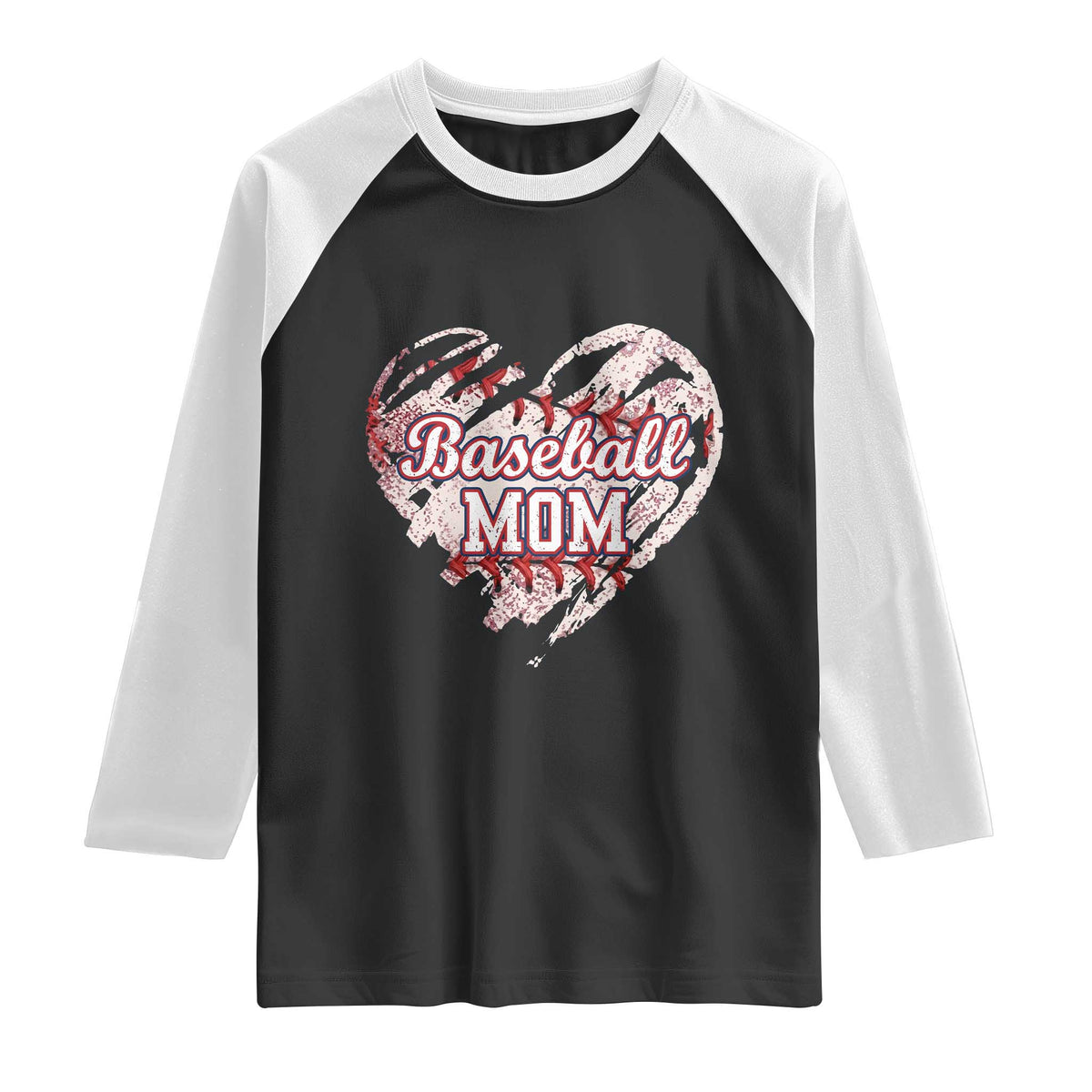 Baseball Mom Raglan Shirt Baseball Mama Life Game Day Vintage Heart TS11 Black White Print Your Wear