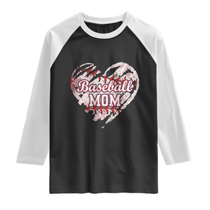 Baseball Mom Raglan Shirt Baseball Mama Life Game Day Vintage Heart TS11 Black White Print Your Wear