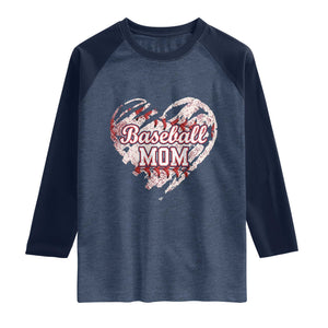 Baseball Mom Raglan Shirt Baseball Mama Life Game Day Vintage Heart TS11 Heather Denim Navy Print Your Wear