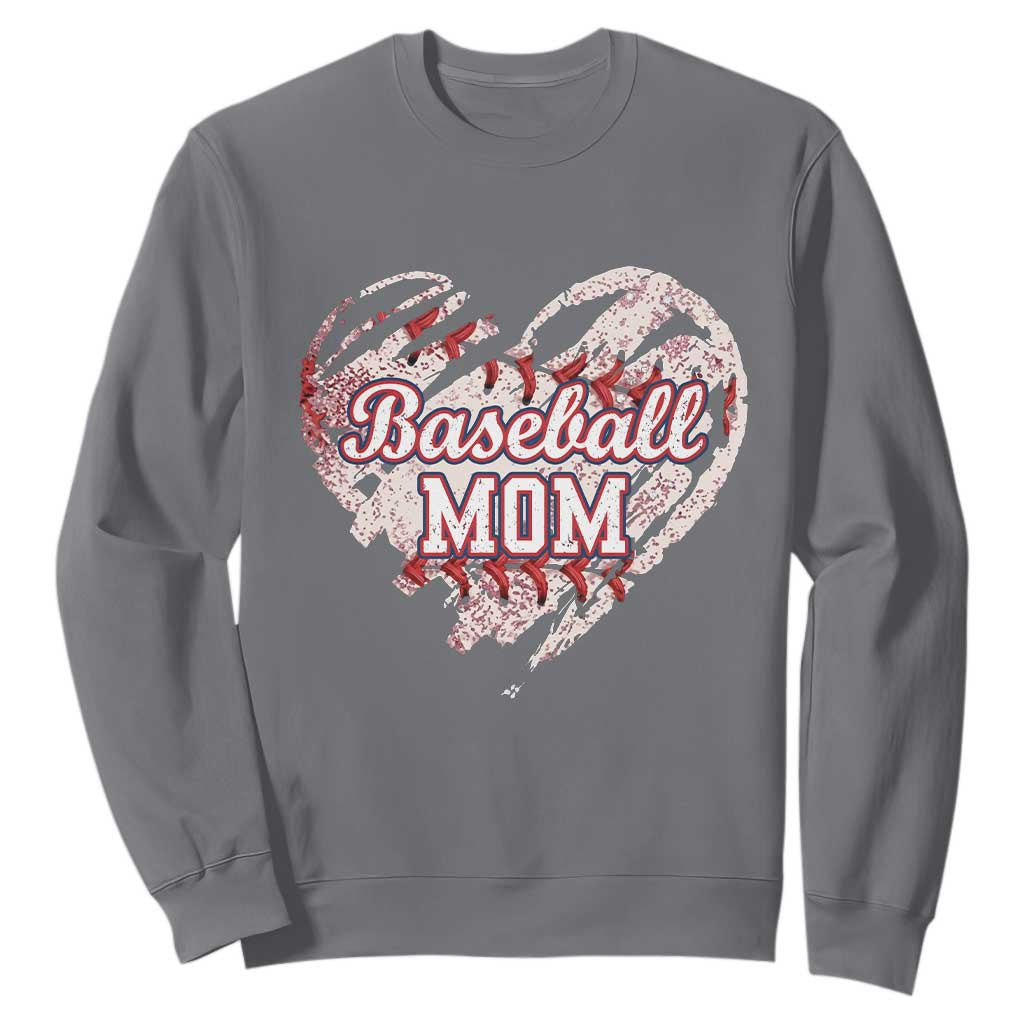 Baseball Mom Sweatshirt Baseball Mama Life Game Day Vintage Heart TS11 Charcoal Print Your Wear