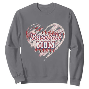 Baseball Mom Sweatshirt Baseball Mama Life Game Day Vintage Heart TS11 Charcoal Print Your Wear
