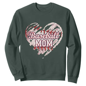 Baseball Mom Sweatshirt Baseball Mama Life Game Day Vintage Heart TS11 Dark Forest Green Print Your Wear