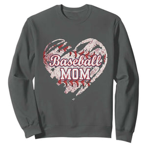 Baseball Mom Sweatshirt Baseball Mama Life Game Day Vintage Heart TS11 Dark Heather Print Your Wear