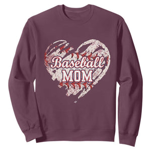 Baseball Mom Sweatshirt Baseball Mama Life Game Day Vintage Heart TS11 Maroon Print Your Wear