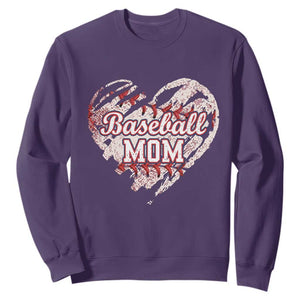Baseball Mom Sweatshirt Baseball Mama Life Game Day Vintage Heart TS11 Purple Print Your Wear