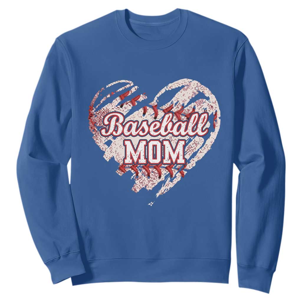 Baseball Mom Sweatshirt Baseball Mama Life Game Day Vintage Heart TS11 Royal Blue Print Your Wear