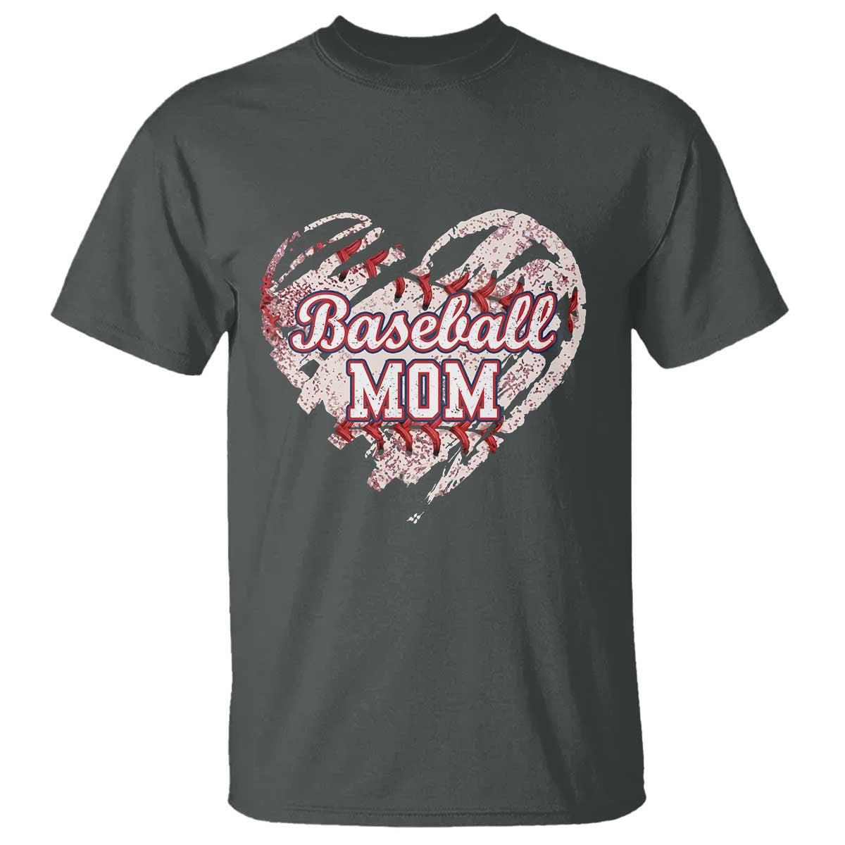 Baseball Mom T Shirt Baseball Mama Life Game Day Vintage Heart TS11 Dark Heather Print Your Wear