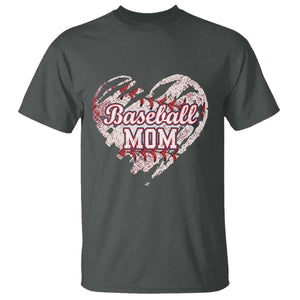 Baseball Mom T Shirt Baseball Mama Life Game Day Vintage Heart TS11 Dark Heather Print Your Wear