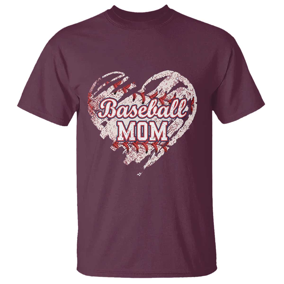 Baseball Mom T Shirt Baseball Mama Life Game Day Vintage Heart TS11 Maroon Print Your Wear