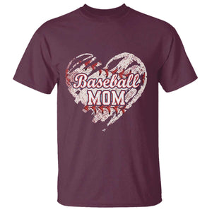Baseball Mom T Shirt Baseball Mama Life Game Day Vintage Heart TS11 Maroon Print Your Wear