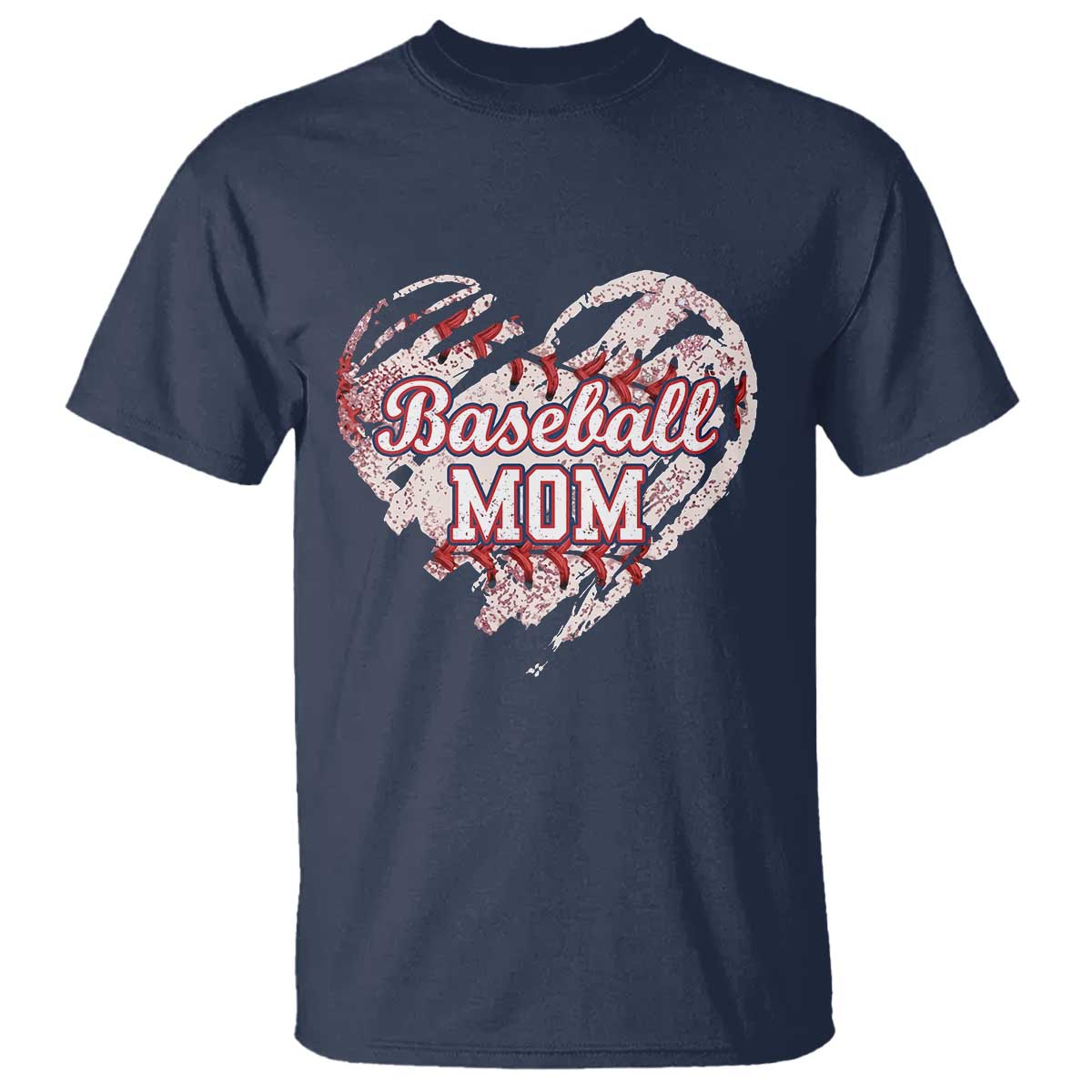 Baseball Mom T Shirt Baseball Mama Life Game Day Vintage Heart TS11 Navy Print Your Wear
