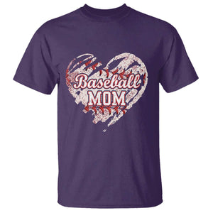 Baseball Mom T Shirt Baseball Mama Life Game Day Vintage Heart TS11 Purple Print Your Wear