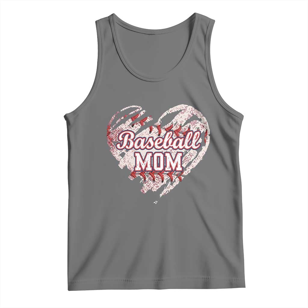 Baseball Mom Tank Top Baseball Mama Life Game Day Vintage Heart TS11 Black Heather Print Your Wear