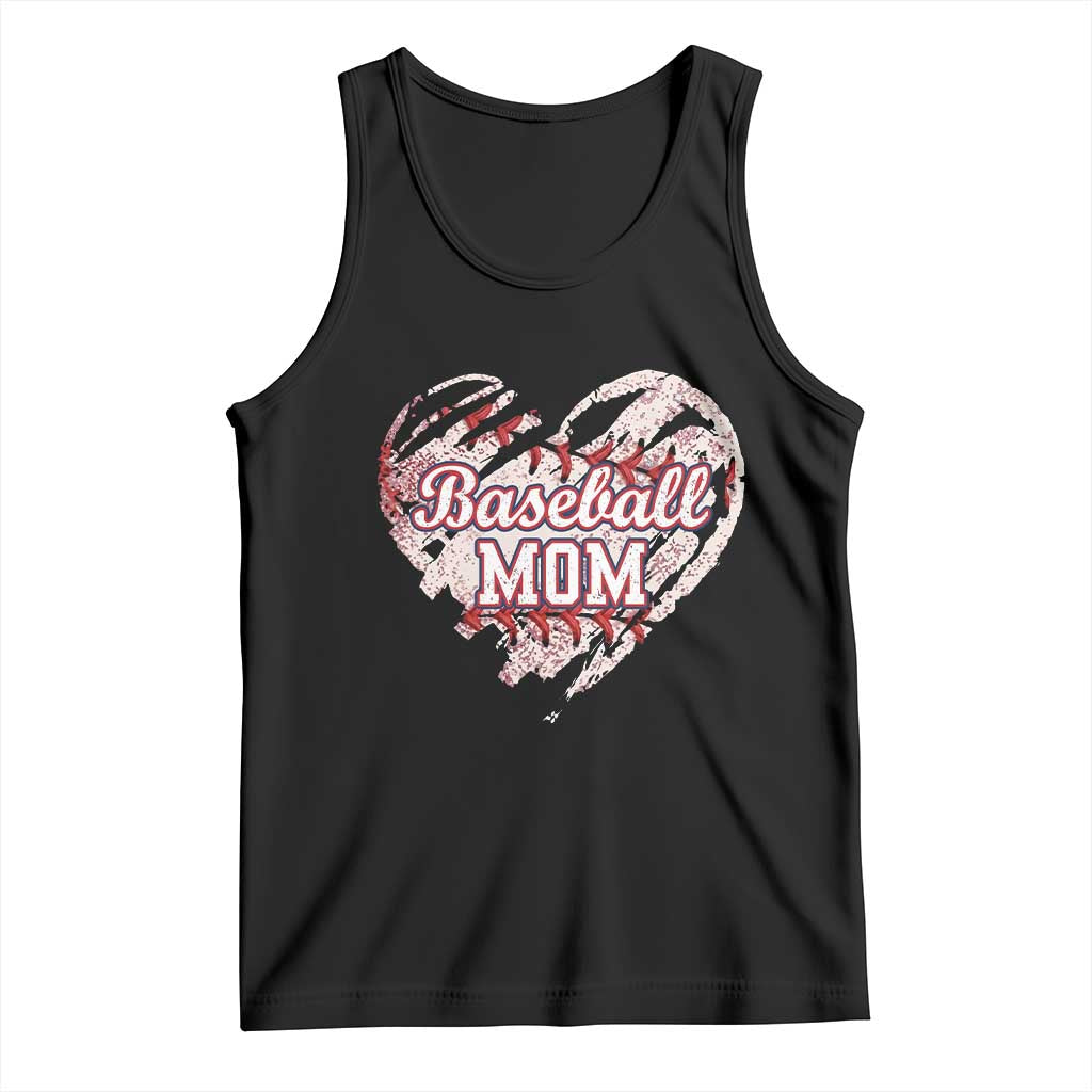 Baseball Mom Tank Top Baseball Mama Life Game Day Vintage Heart TS11 Black Print Your Wear