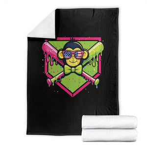 Party Monkey Baseball Drip Funny Animals Lover Throw Blanket TS11 Black Print Your Wear