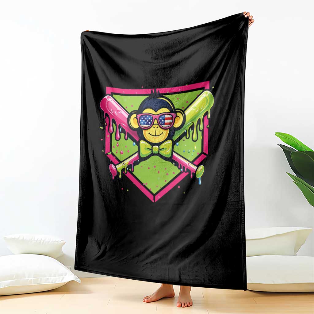 Party Monkey Baseball Drip Funny Animals Lover Throw Blanket TS11 Print Your Wear