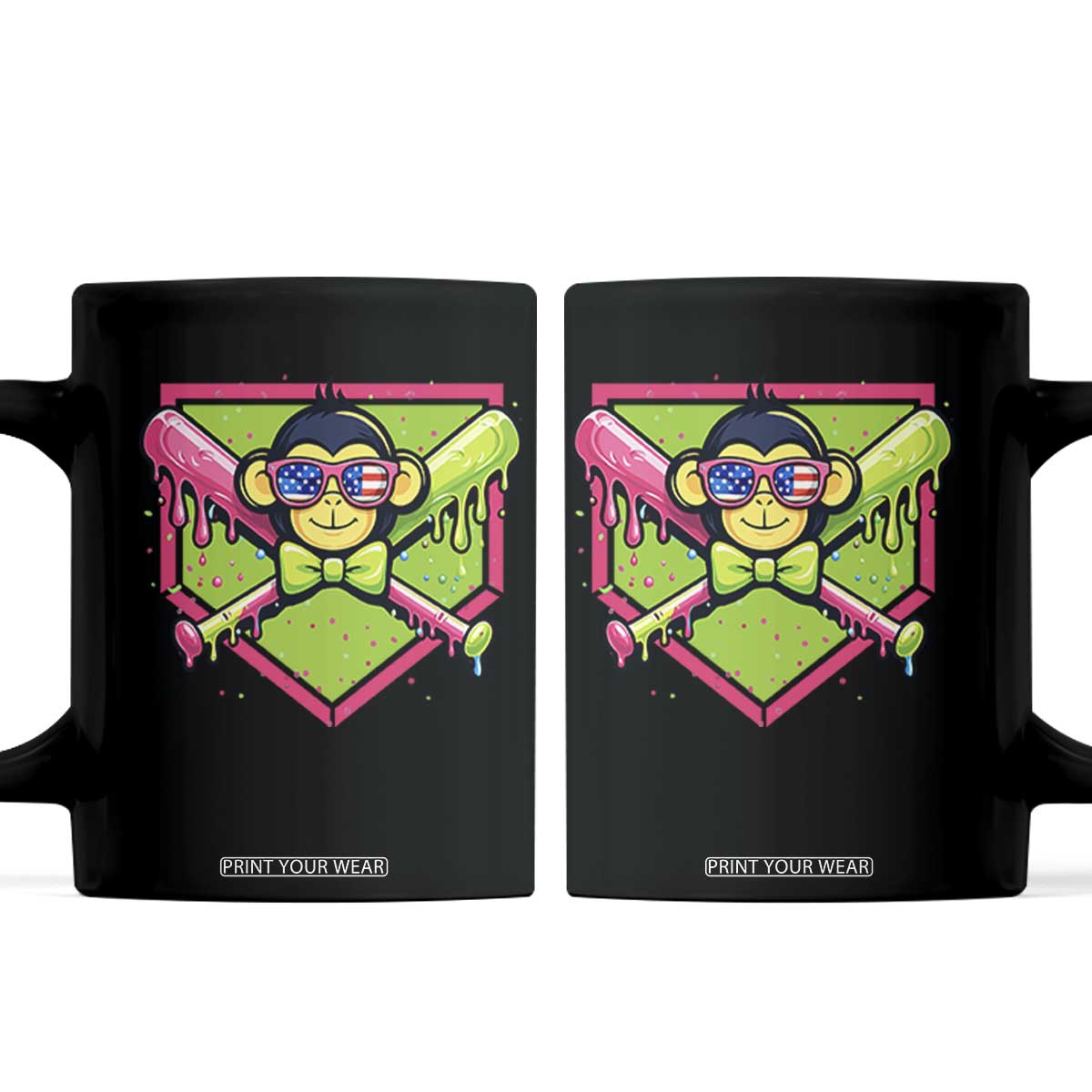 Party Monkey Baseball Drip Funny Animals Lover Coffee Mug TS11 Black Print Your Wear