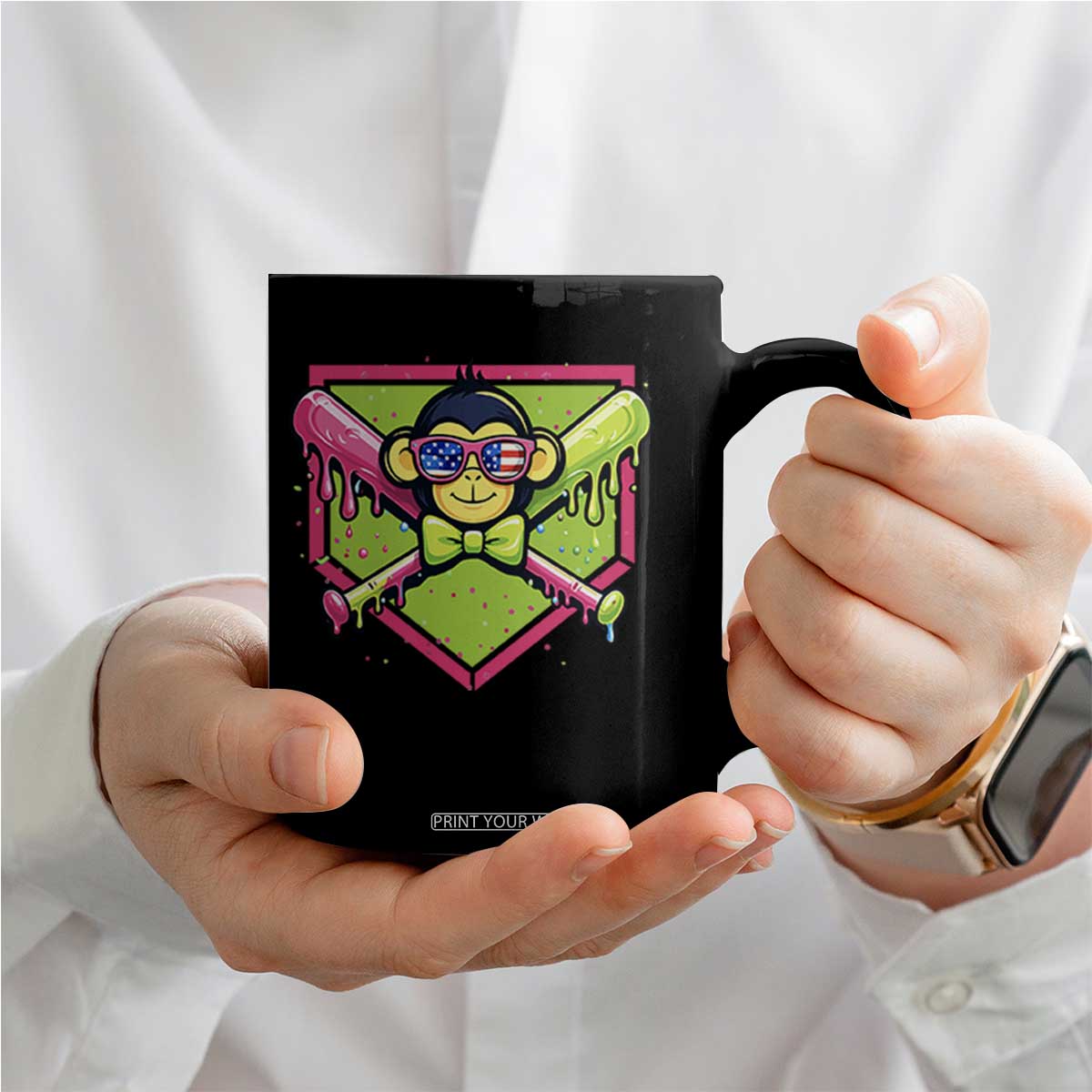 Party Monkey Baseball Drip Funny Animals Lover Coffee Mug TS11 Print Your Wear