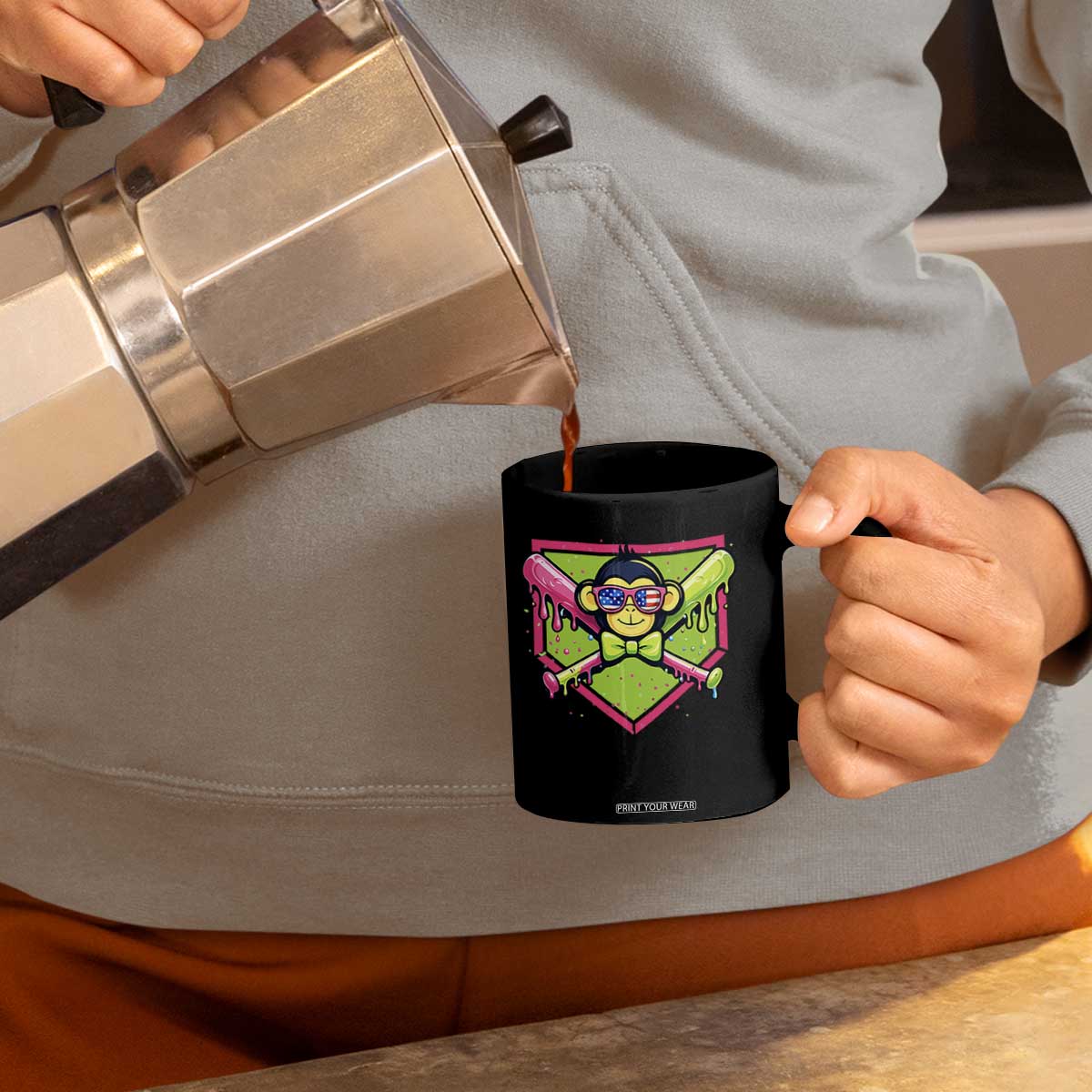 Party Monkey Baseball Drip Funny Animals Lover Coffee Mug TS11 Print Your Wear