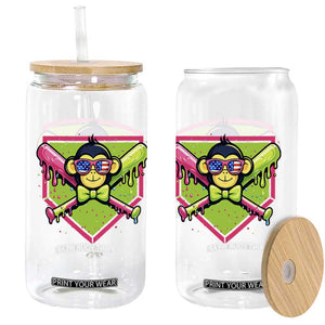Party Monkey Baseball Drip Funny Animals Lover Glass Can TS11 Print Your Wear