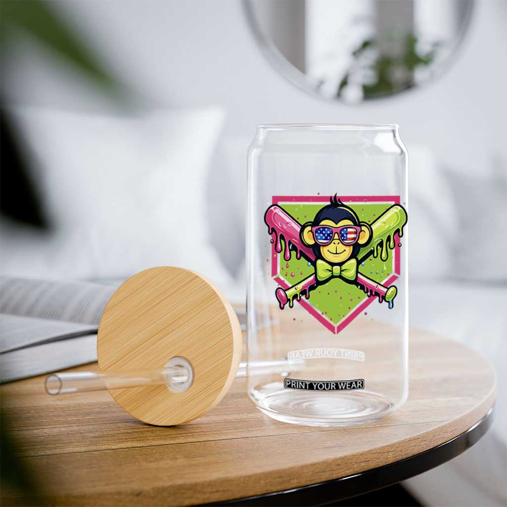 Party Monkey Baseball Drip Funny Animals Lover Glass Can TS11 Print Your Wear