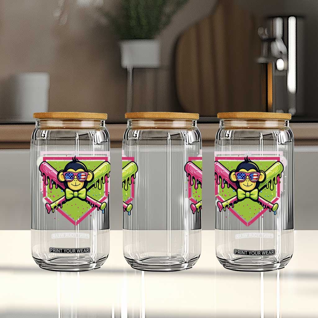 Party Monkey Baseball Drip Funny Animals Lover Glass Can TS11 Print Your Wear