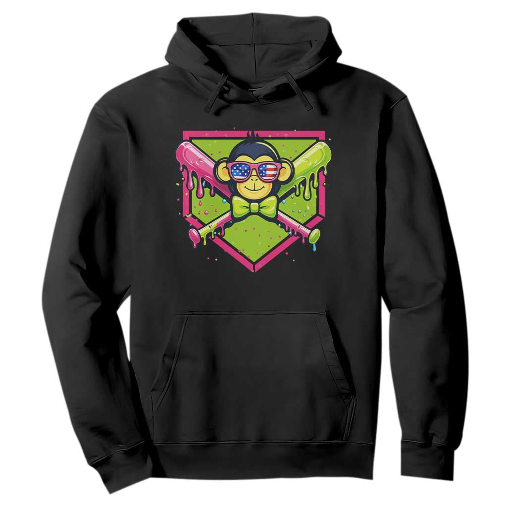 Party Monkey Baseball Drip Funny Animals Lover Hoodie TS11 Black Print Your Wear