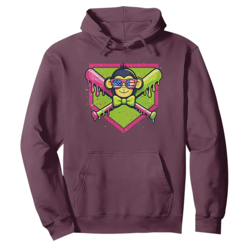 Party Monkey Baseball Drip Funny Animals Lover Hoodie TS11 Maroon Print Your Wear
