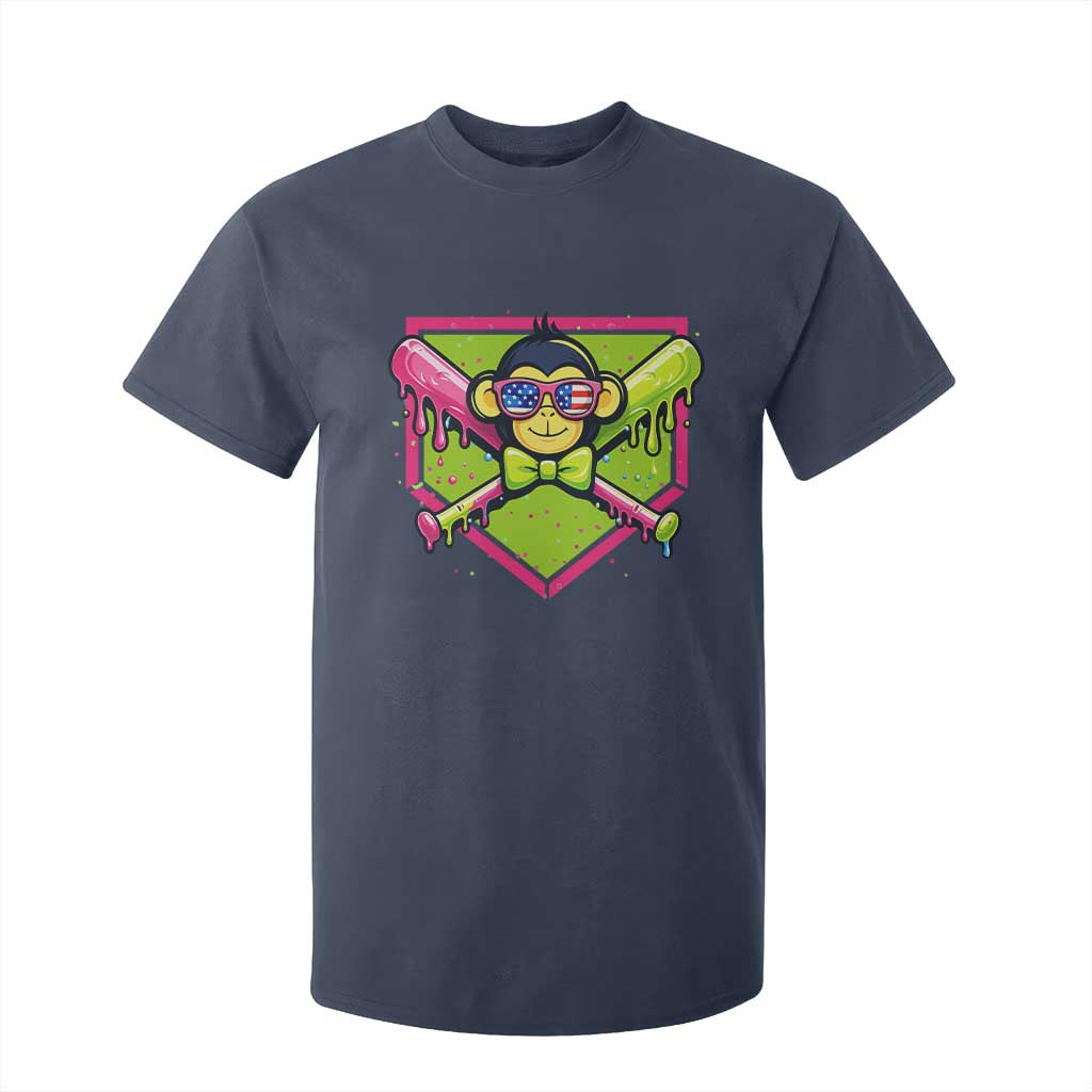 Party Monkey Baseball Drip Funny Animals Lover T Shirt For Kid TS11 Navy Print Your Wear
