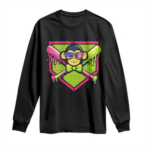 Party Monkey Baseball Drip Funny Animals Lover Long Sleeve Shirt TS11 Black Print Your Wear