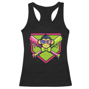 Party Monkey Baseball Drip Funny Animals Lover Racerback Tank Top TS11 Black Print Your Wear