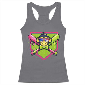 Party Monkey Baseball Drip Funny Animals Lover Racerback Tank Top TS11 Charcoal Print Your Wear