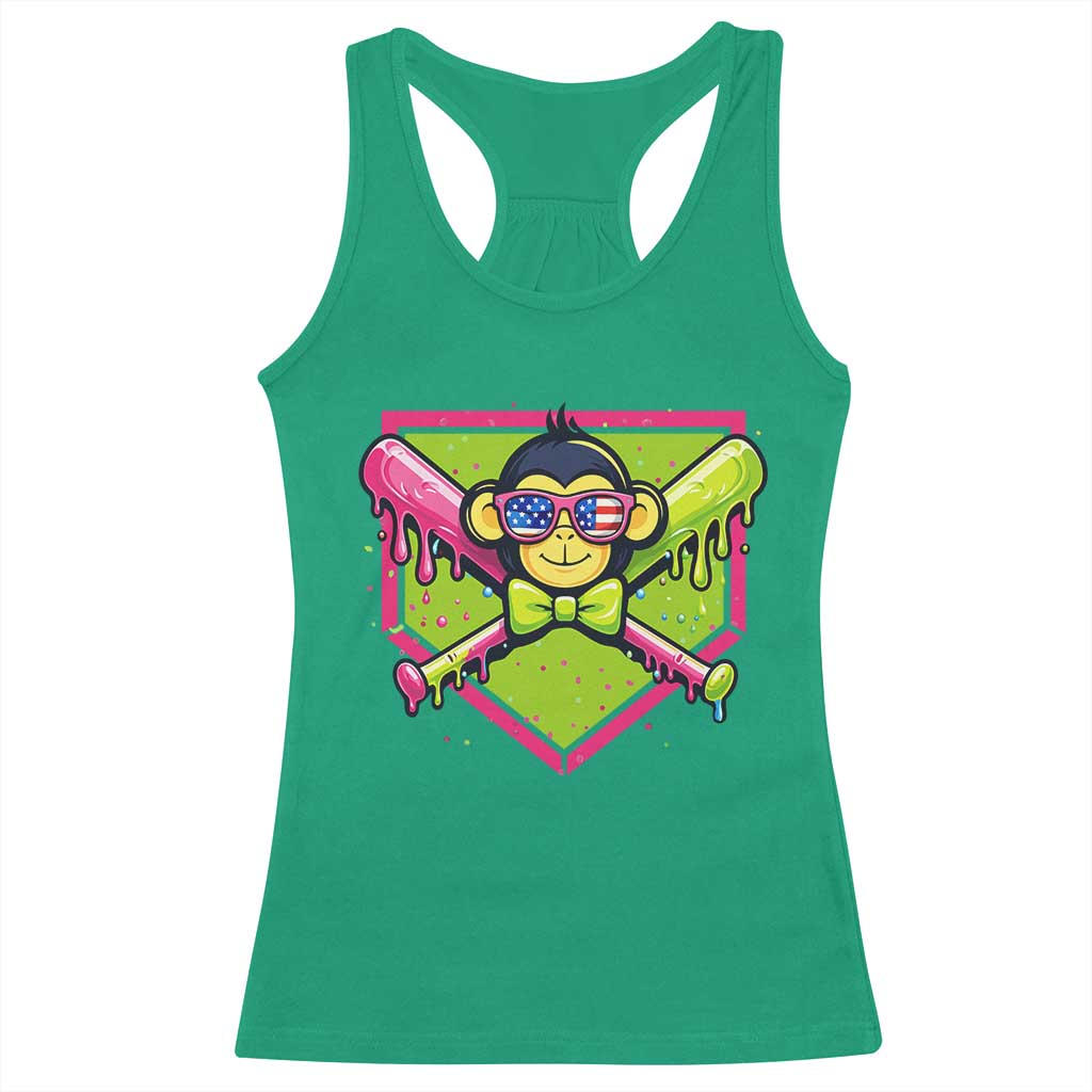 Party Monkey Baseball Drip Funny Animals Lover Racerback Tank Top TS11 Irish Green Print Your Wear
