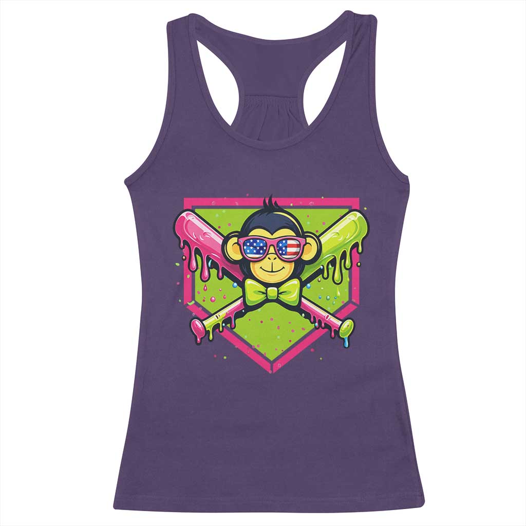 Party Monkey Baseball Drip Funny Animals Lover Racerback Tank Top TS11 Purple Print Your Wear
