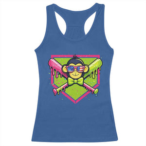 Party Monkey Baseball Drip Funny Animals Lover Racerback Tank Top TS11 Royal Blue Print Your Wear