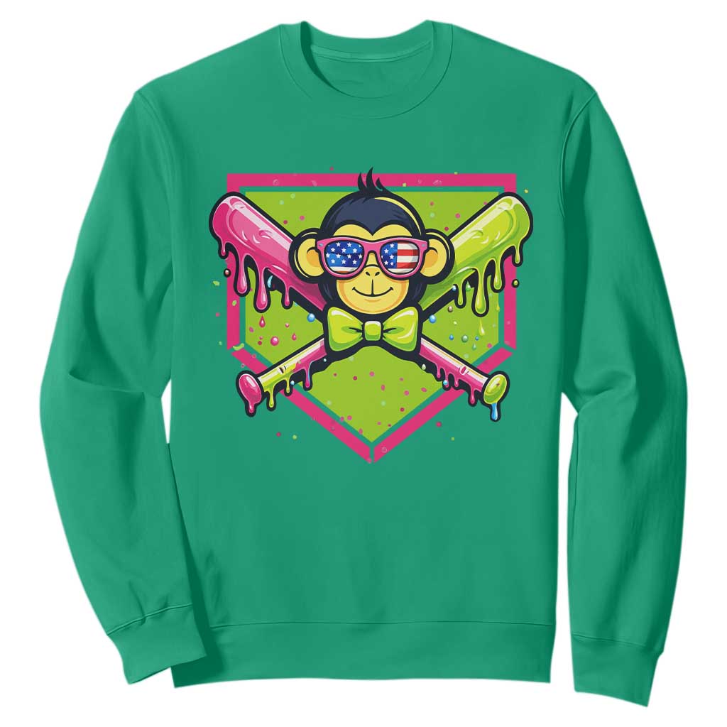 Party Monkey Baseball Drip Funny Animals Lover Sweatshirt TS11 Irish Green Print Your Wear