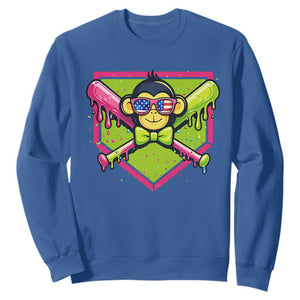 Party Monkey Baseball Drip Funny Animals Lover Sweatshirt TS11 Royal Blue Print Your Wear