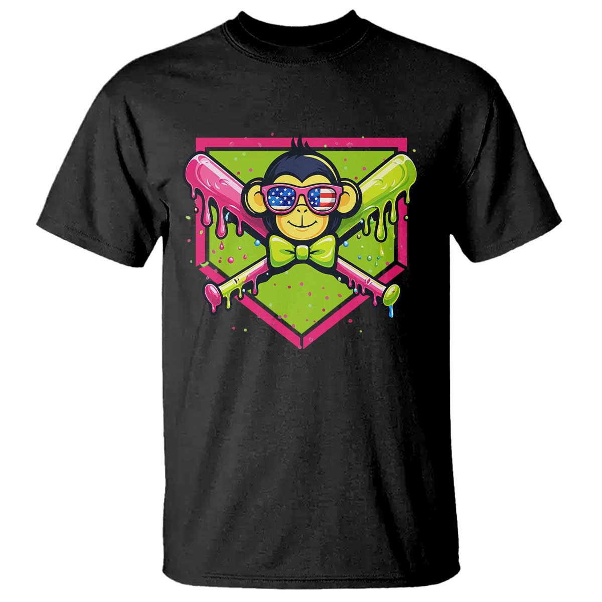 Party Monkey Baseball Drip Funny Animals Lover T Shirt TS11 Black Print Your Wear