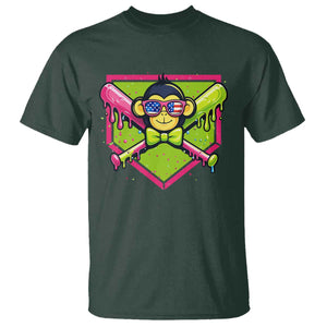 Party Monkey Baseball Drip Funny Animals Lover T Shirt TS11 Dark Forest Green Print Your Wear